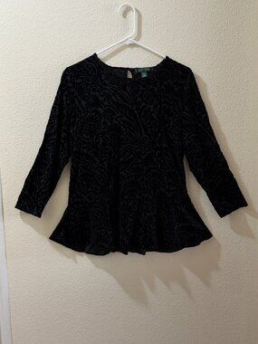 Ralph Lauren Velvet Blouse Size L